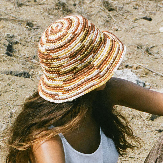 Fall Bucket Hat - Crocheted Multicolor Stripe by Made by Minga