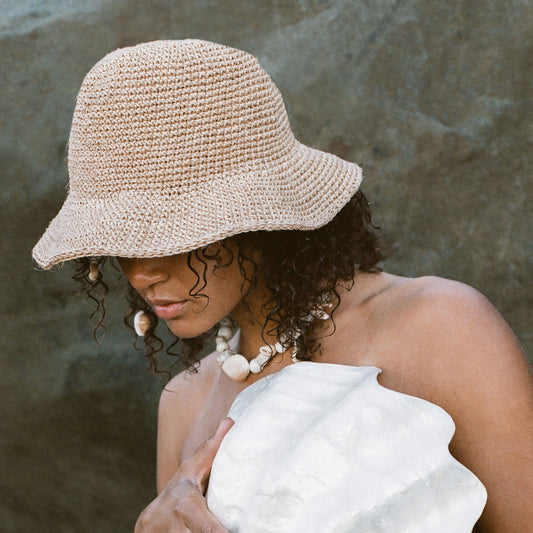 Summer Bucket Hat - Crocheted Natural by Made by Minga