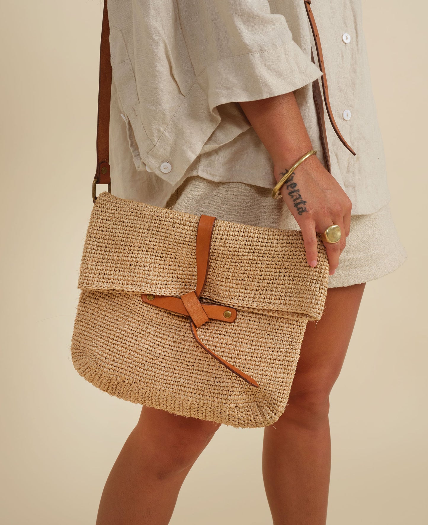 Carmen Woven Crossbody Bag | Natural by Made by Minga