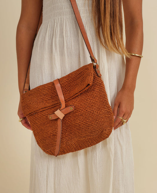 Carmen Woven Crossbody Bag | Orange by Made by Minga