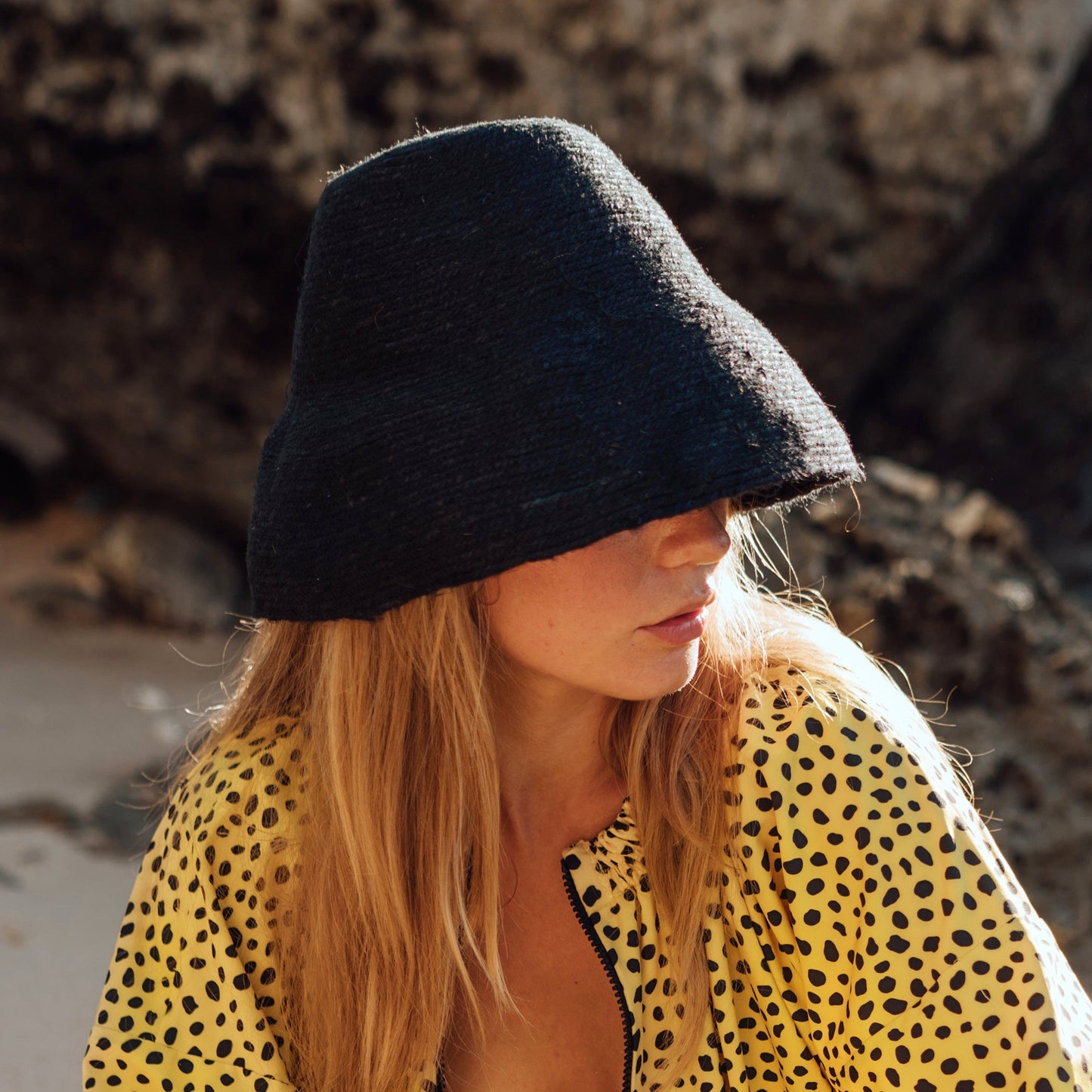 NAOMI Jute Clochet Straw Hat in Black by BrunnaCo