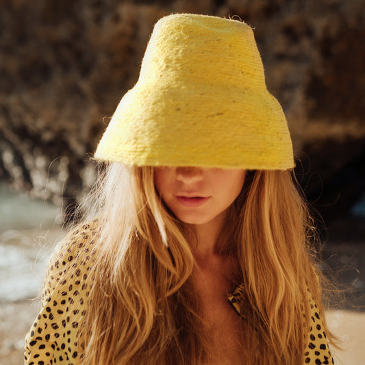 NAOMI Jute Clochet Straw Hat in Yellow by BrunnaCo