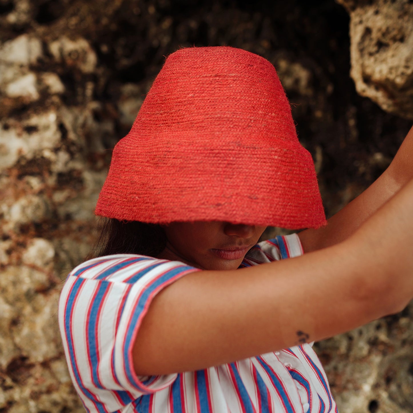 NAOMI Jute Clochet Straw Hat in Red by BrunnaCo