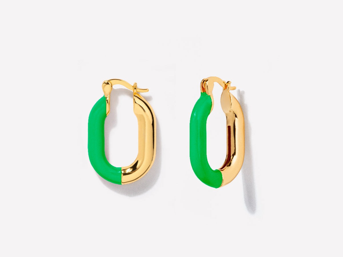 Zoey Green Enamel Hoops by Little Sky Stone