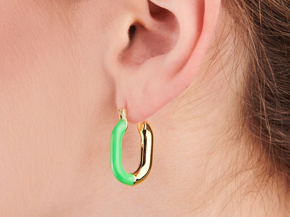 Zoey Green Enamel Hoops by Little Sky Stone