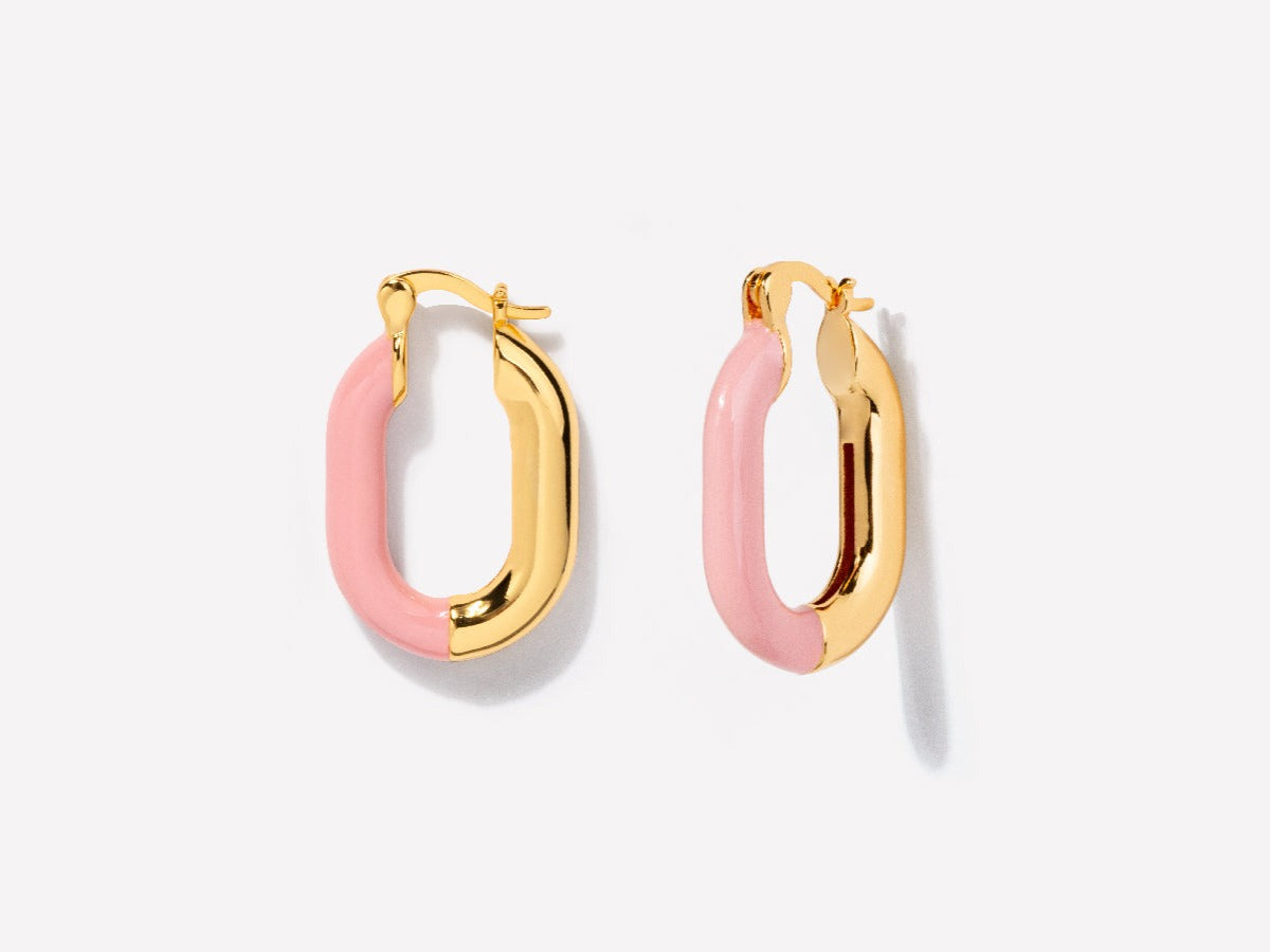 Zoey Pink Enamel Hoops by Little Sky Stone