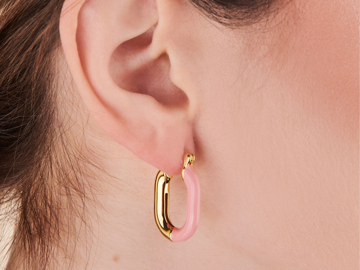 Zoey Pink Enamel Hoops by Little Sky Stone