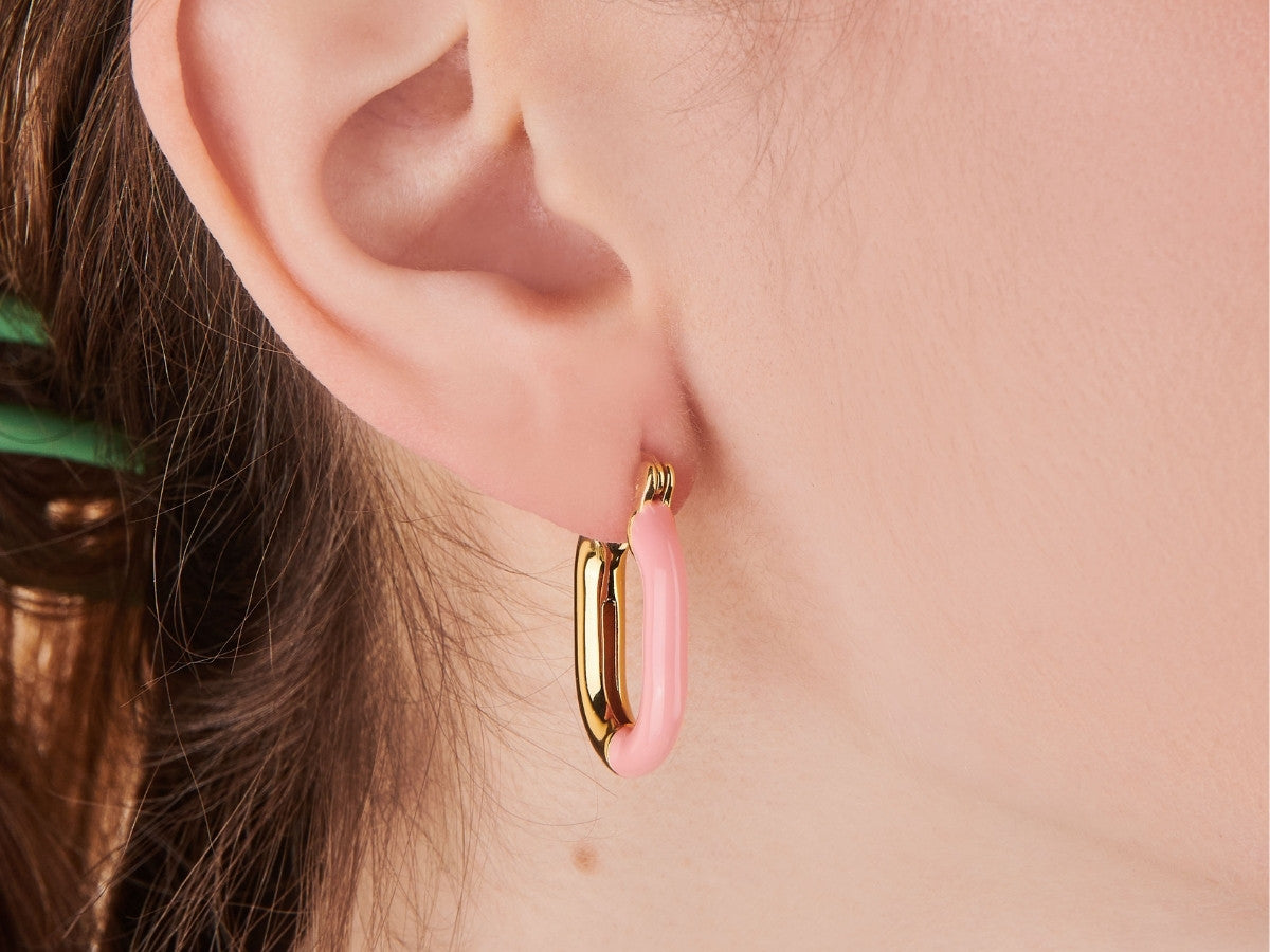 Zoey Pink Enamel Hoops by Little Sky Stone