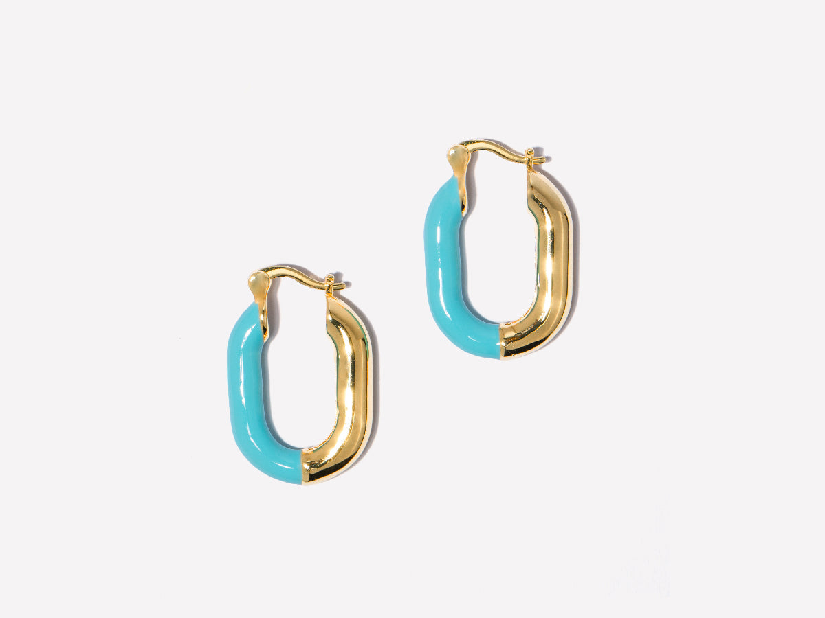 Zoey Turquoise Enamel Hoops by Little Sky Stone