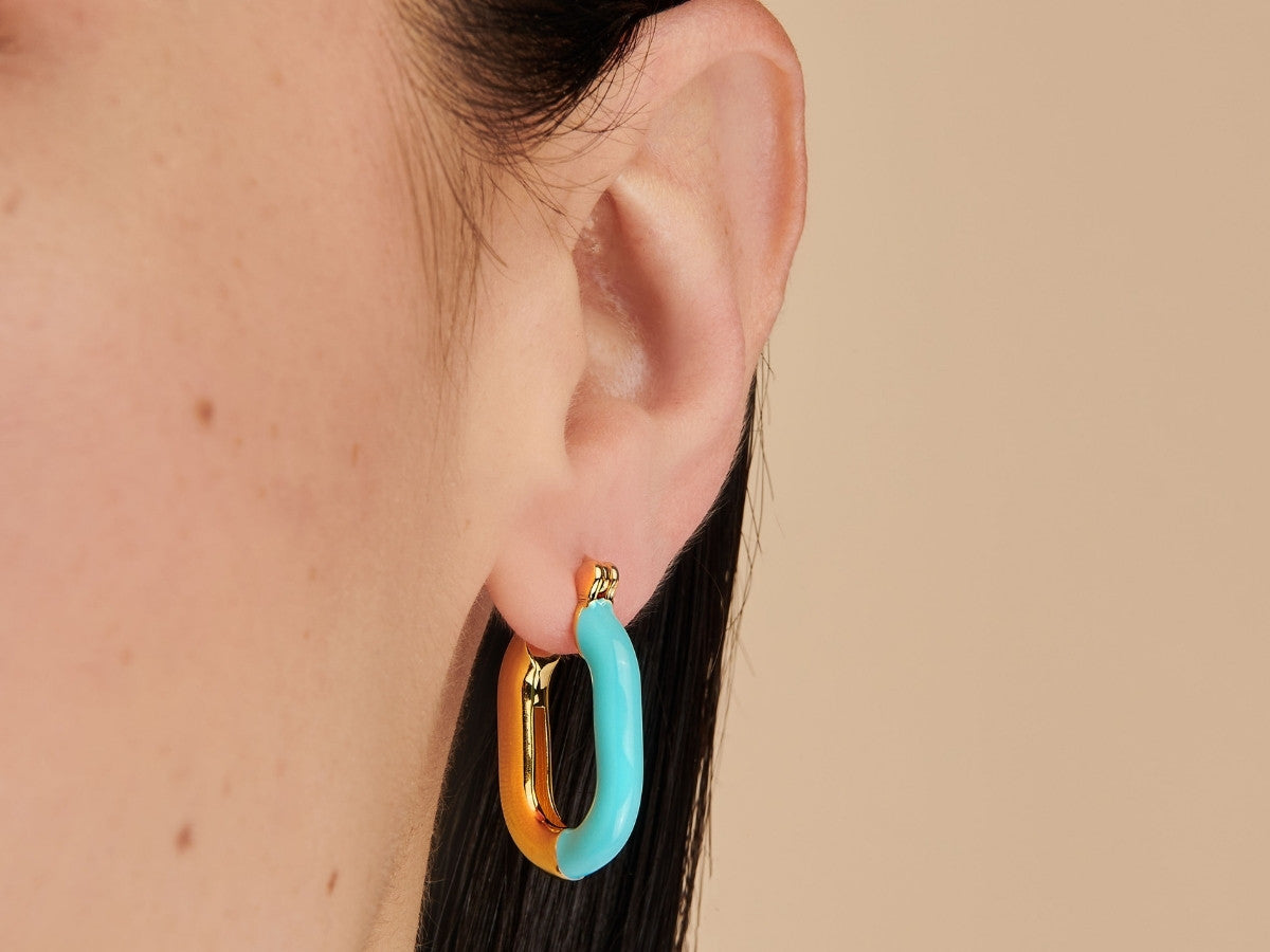 Zoey Turquoise Enamel Hoops by Little Sky Stone