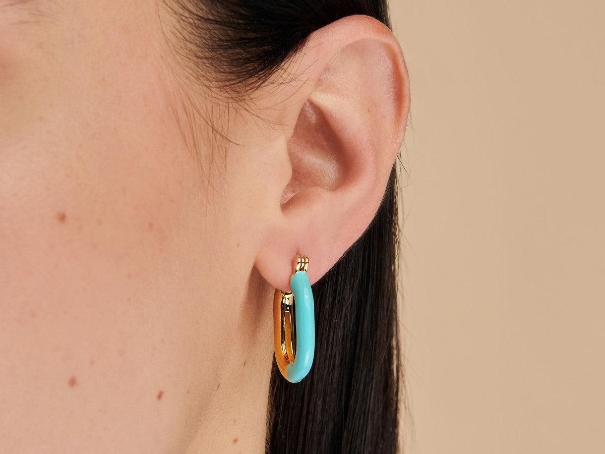 Zoey Turquoise Enamel Hoops by Little Sky Stone