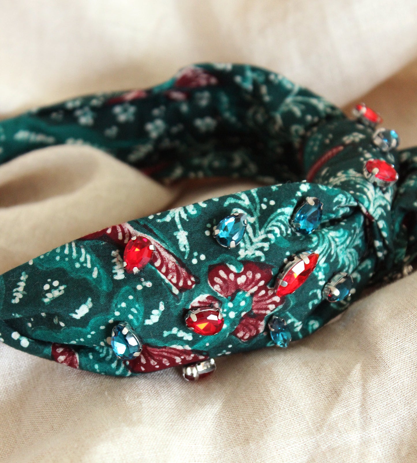 MERAK Peacock Batik Crystals Headband by BrunnaCo