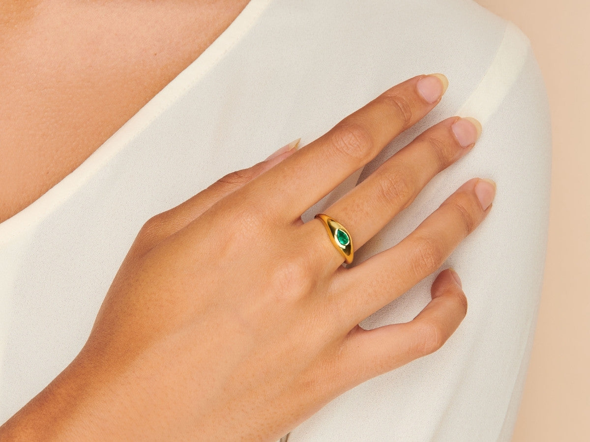 Caro Emerald Dome Ring by Little Sky Stone