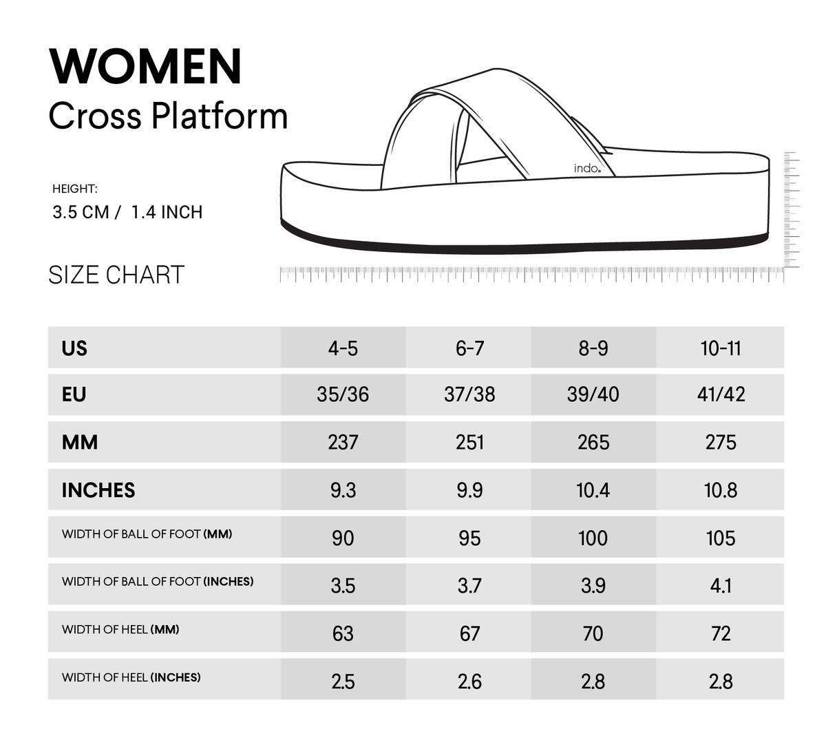 Women's Cross Platform - Black by Indosole