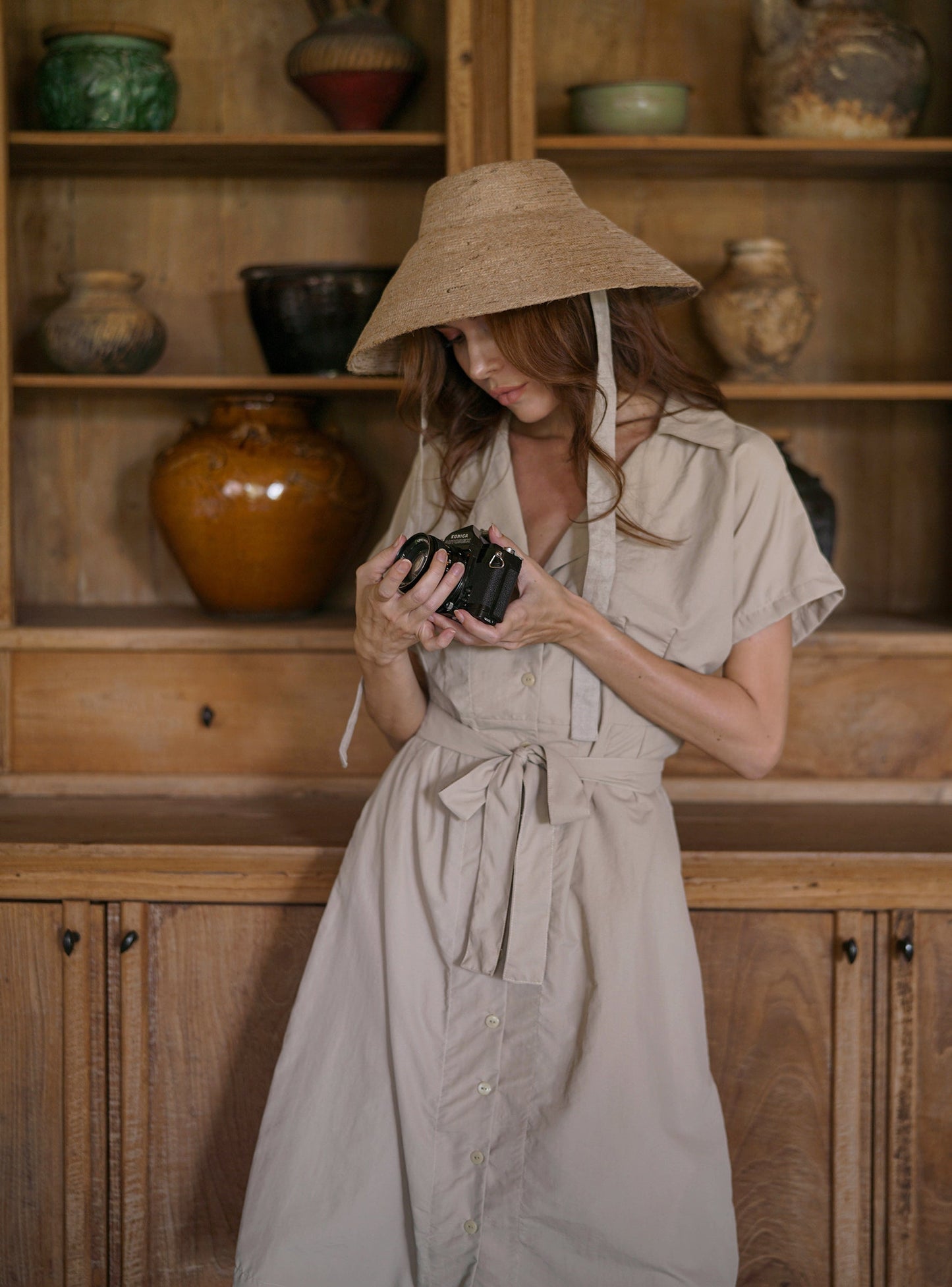 REIGN Jute Straw Hat In Nude Beige by BrunnaCo