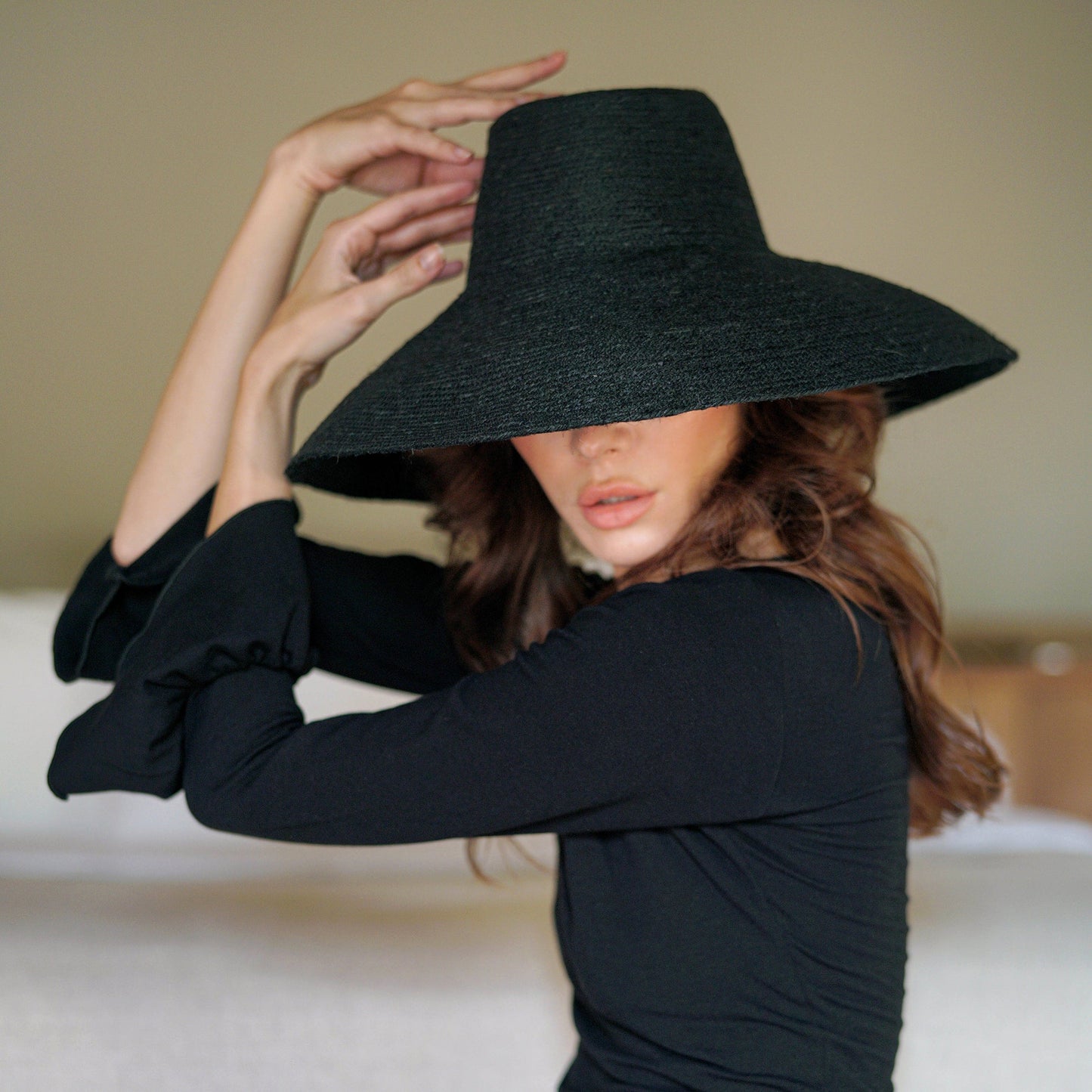 RIRI Jute Straw Hat in Black by BrunnaCo