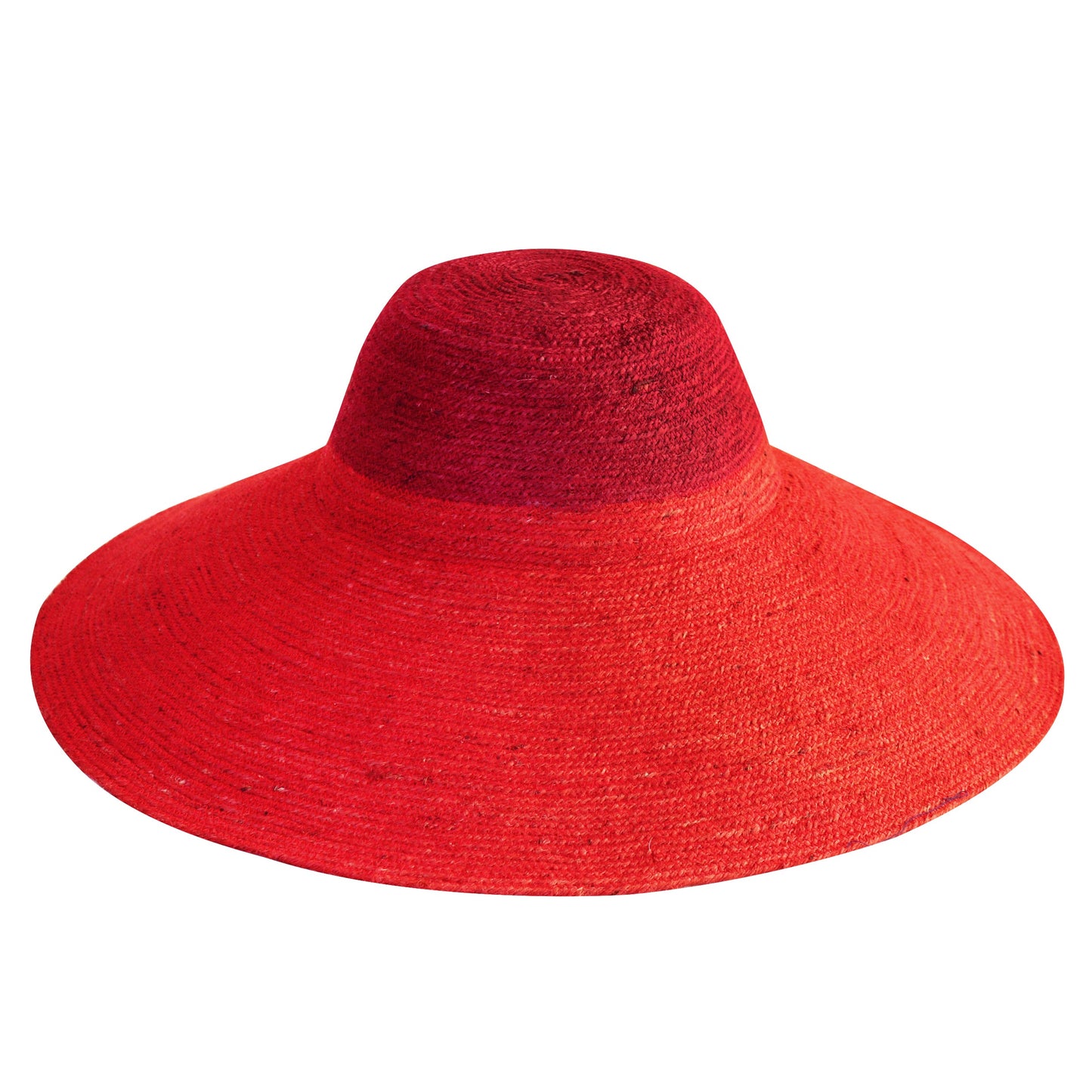 RIRI DUO Jute Straw Hat In Maroon & Red by BrunnaCo