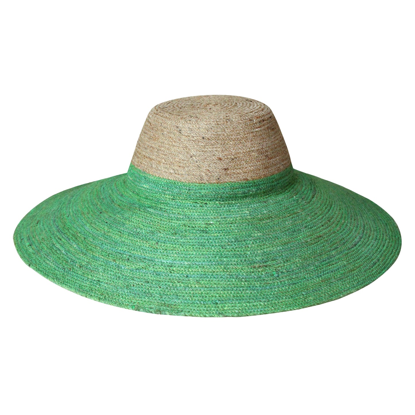 RIRI DUO Jute Straw Hat in Natural & Kelly Green by BrunnaCo