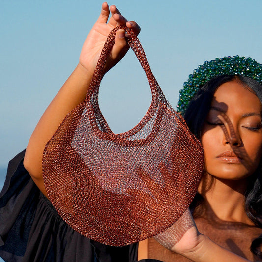 SOL Mesh Wire Tote Bag in Copper by BrunnaCo