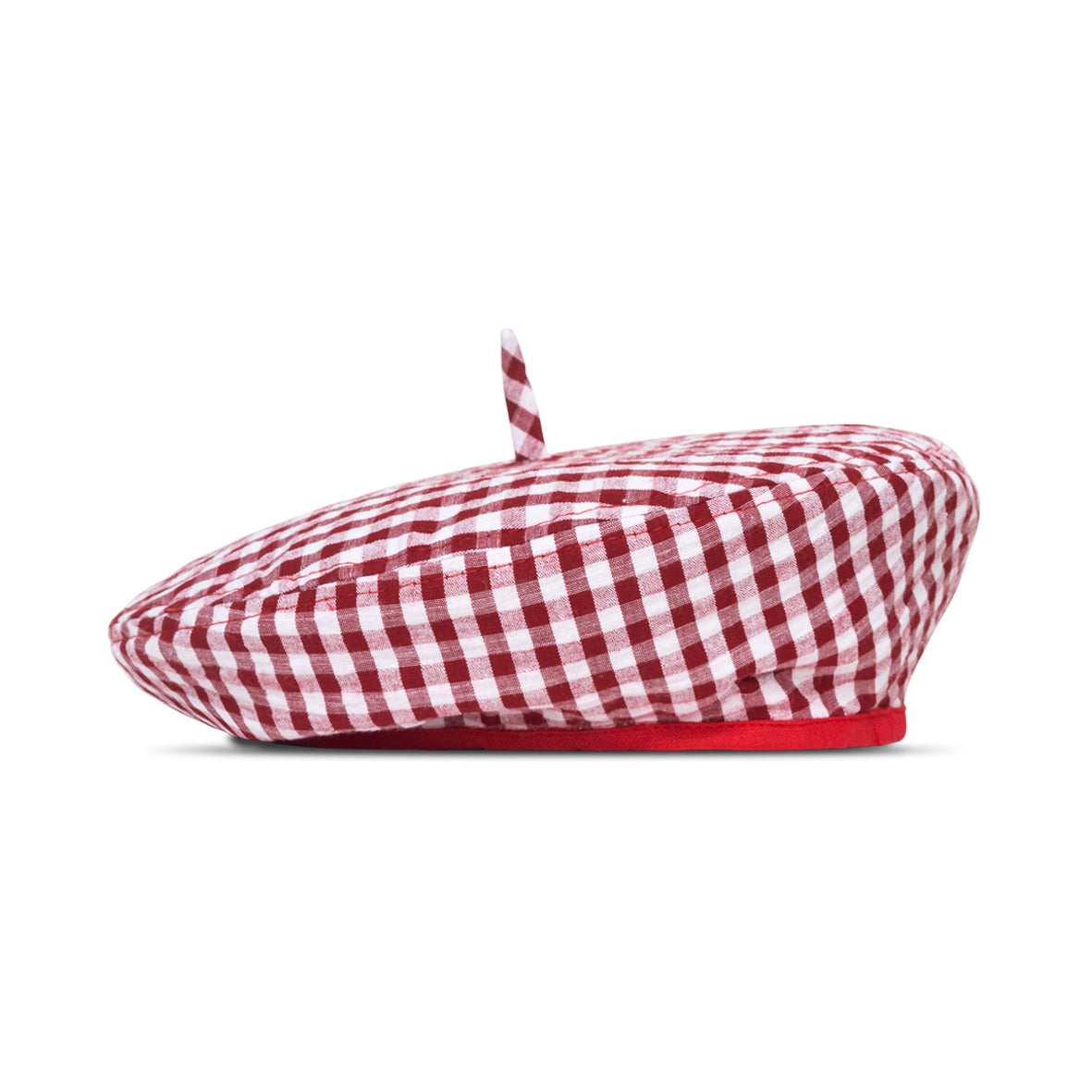 SIMONE Gingham Beret Hat In Red by BrunnaCo