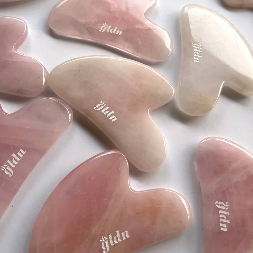 Gua Sha Rose Quartz Facial Massager by Six Gldn