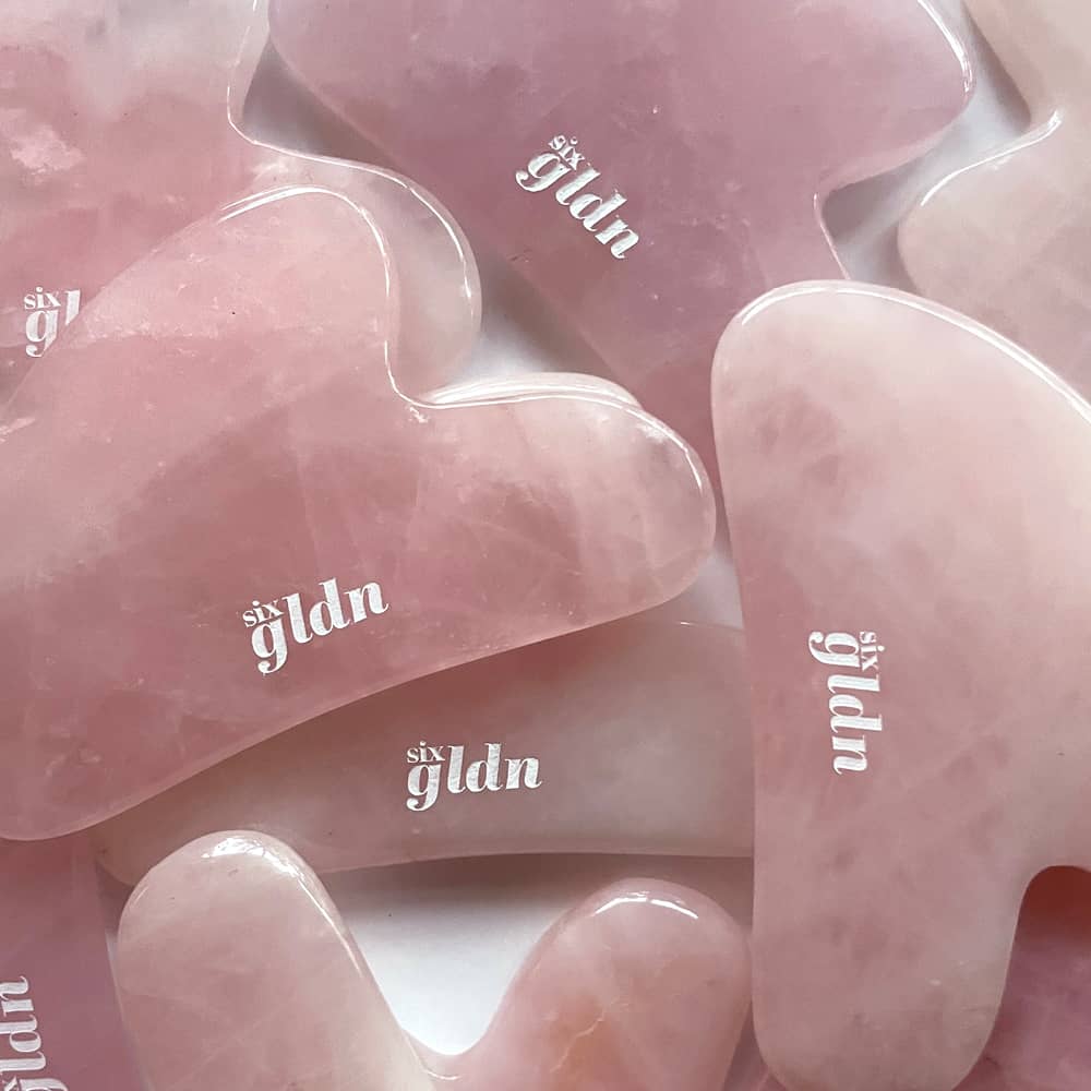 Gua Sha Rose Quartz Facial Massager by Six Gldn