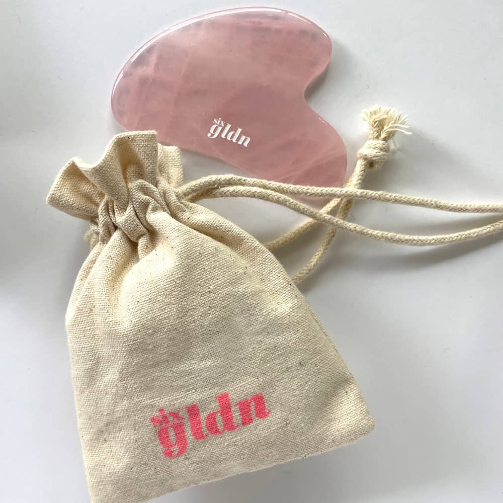 Gua Sha Rose Quartz Facial Massager by Six Gldn