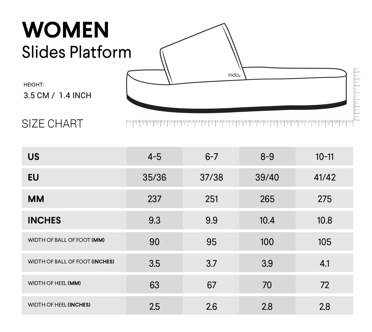 Women's Slide Platform - Black by Indosole