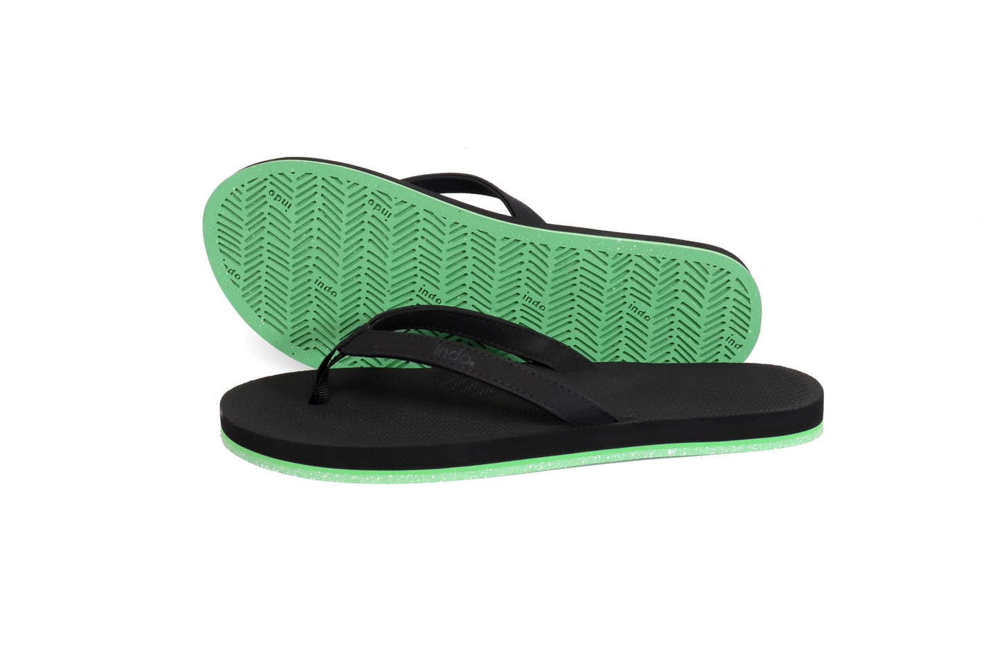 Women's Flip Flops Sneaker Sole - Lime Sole/Black by Indosole