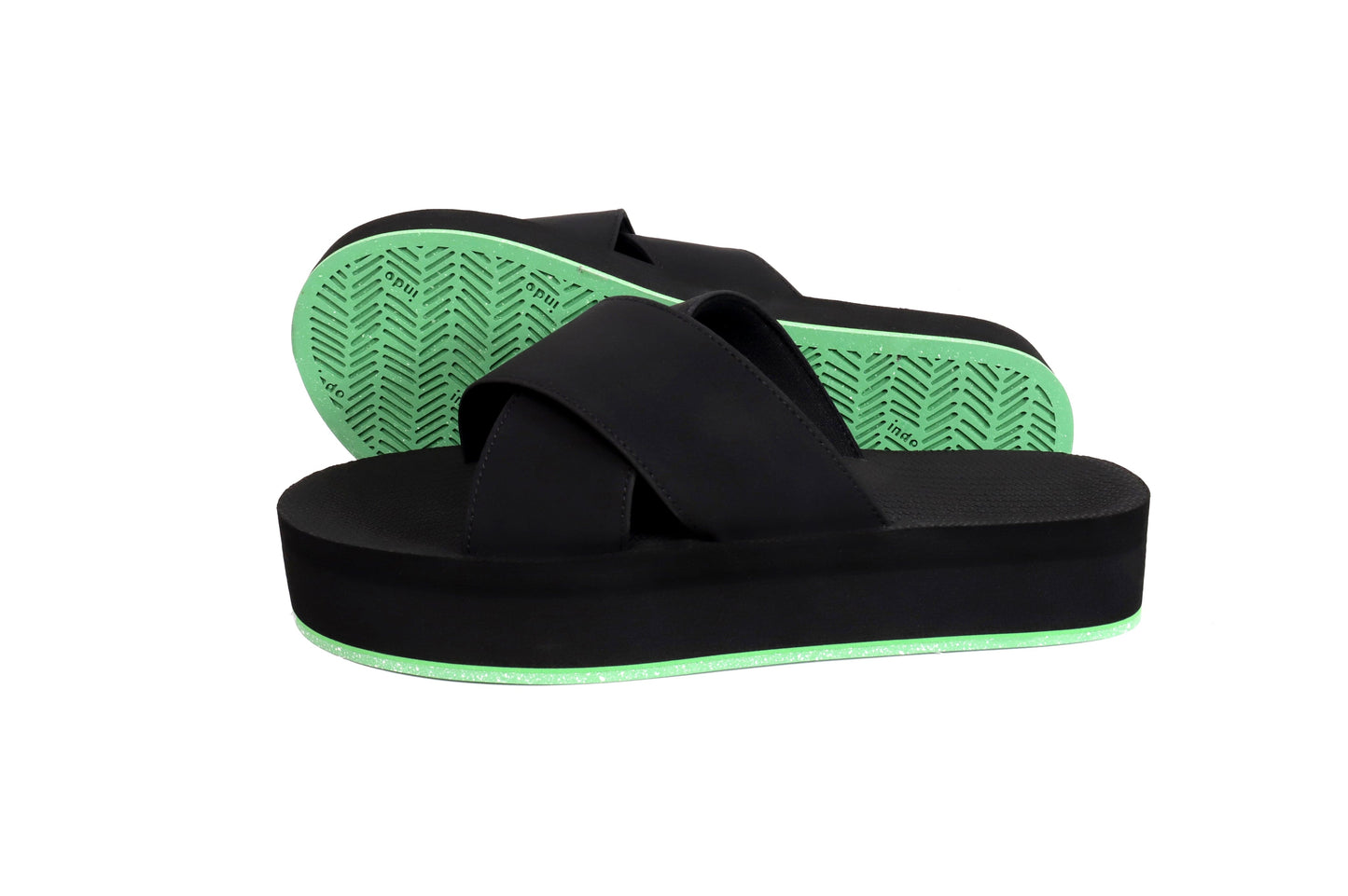 Women's Cross Platform Sneaker Sole - Lime Sole/Black by Indosole