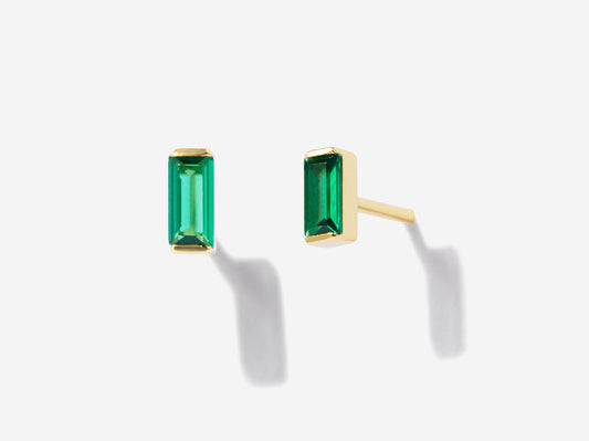 Baguette Emerald Studs by Little Sky Stone