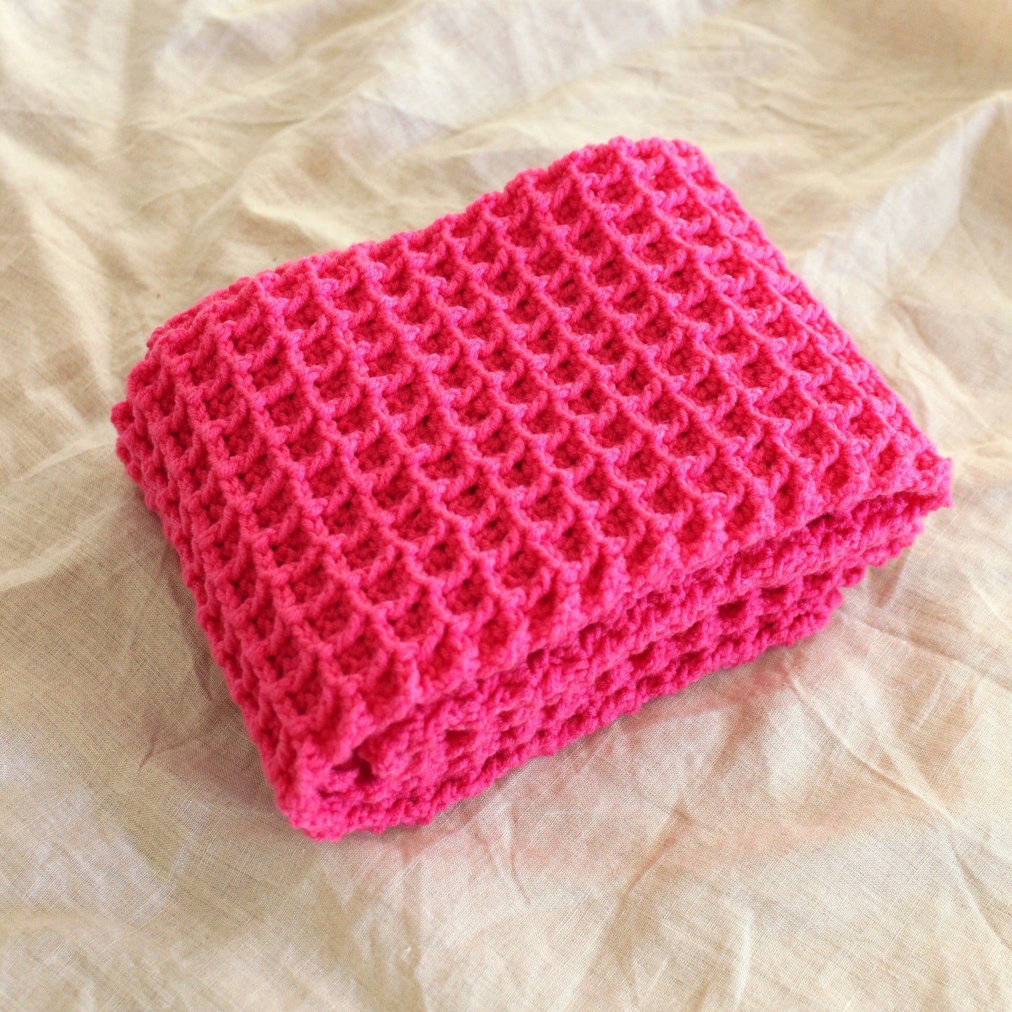 Waffle Crochet Scarf in Candy Pink by BrunnaCo