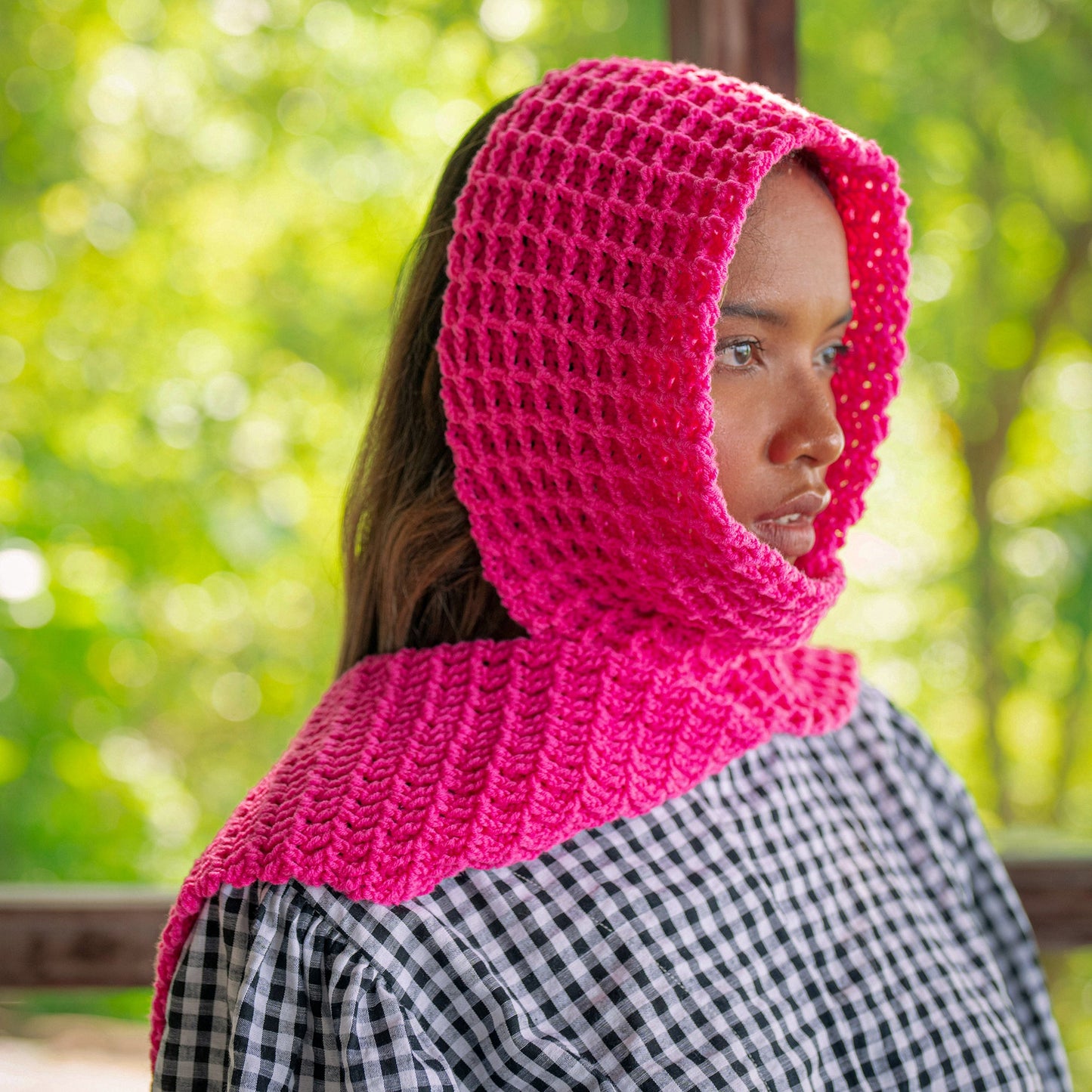 Waffle Crochet Scarf in Candy Pink by BrunnaCo