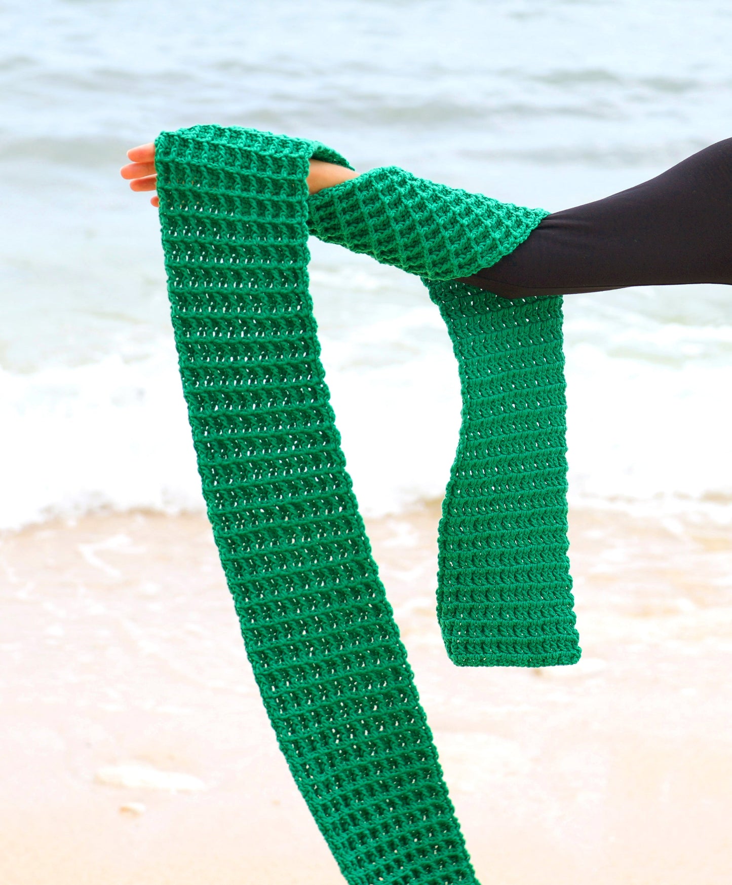 WAFFLE Crochet Scarf in Green by BrunnaCo