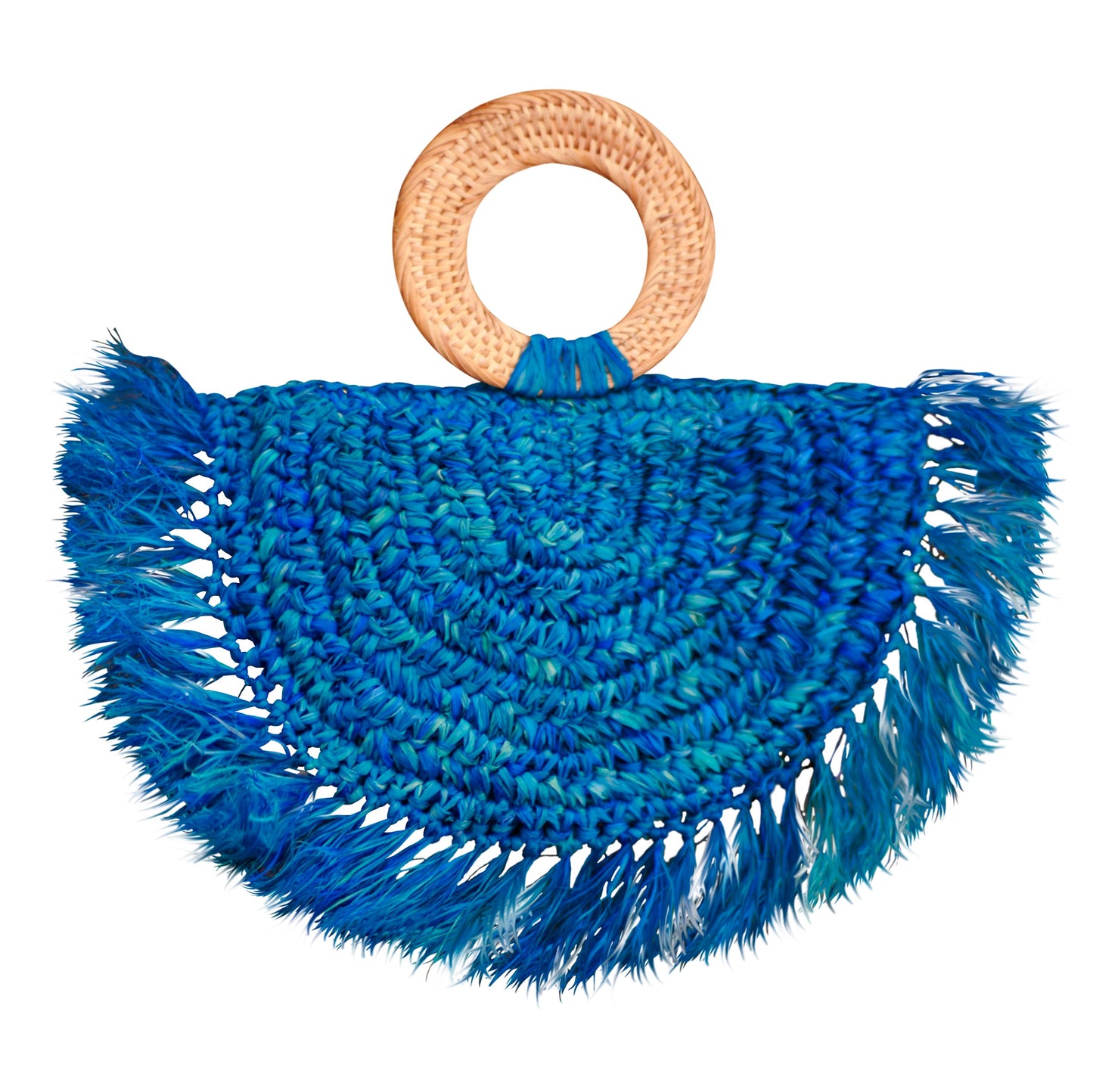 Warrior Raffia Straw Bag in Blue by BrunnaCo