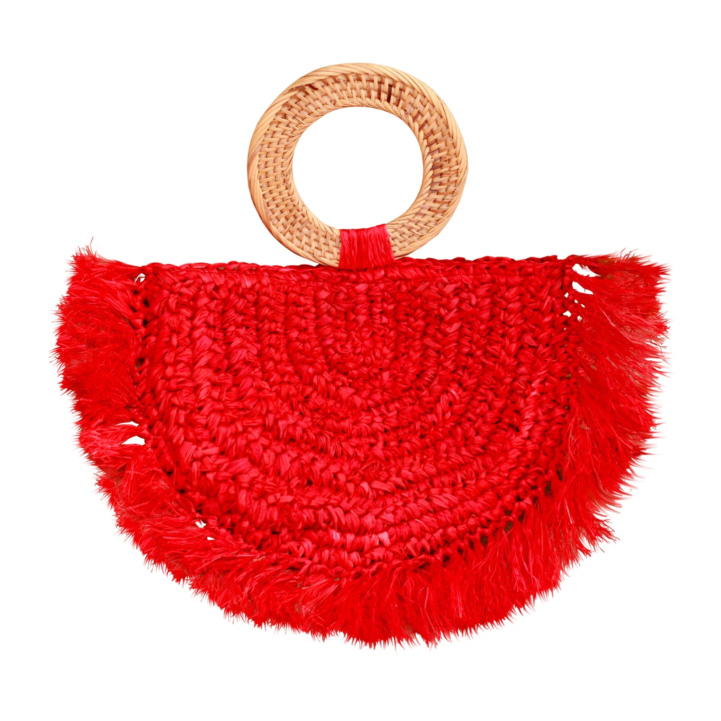 Warrior Raffia Straw Bag in Red by BrunnaCo