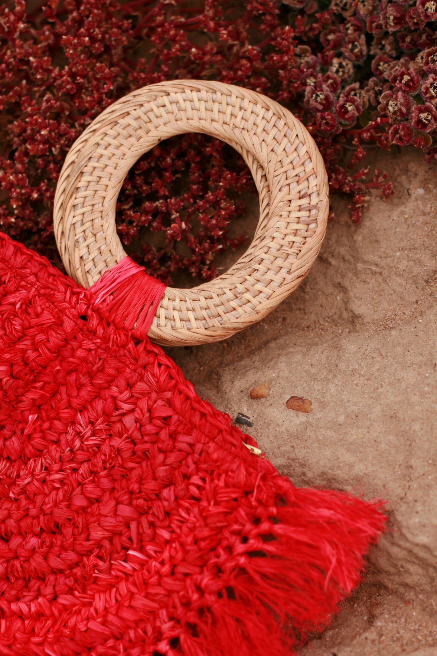 Warrior Raffia Straw Bag in Red by BrunnaCo