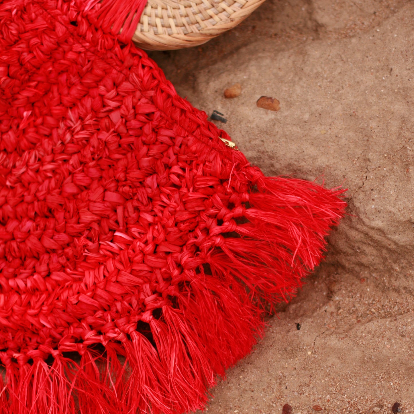 Warrior Raffia Straw Bag in Red by BrunnaCo