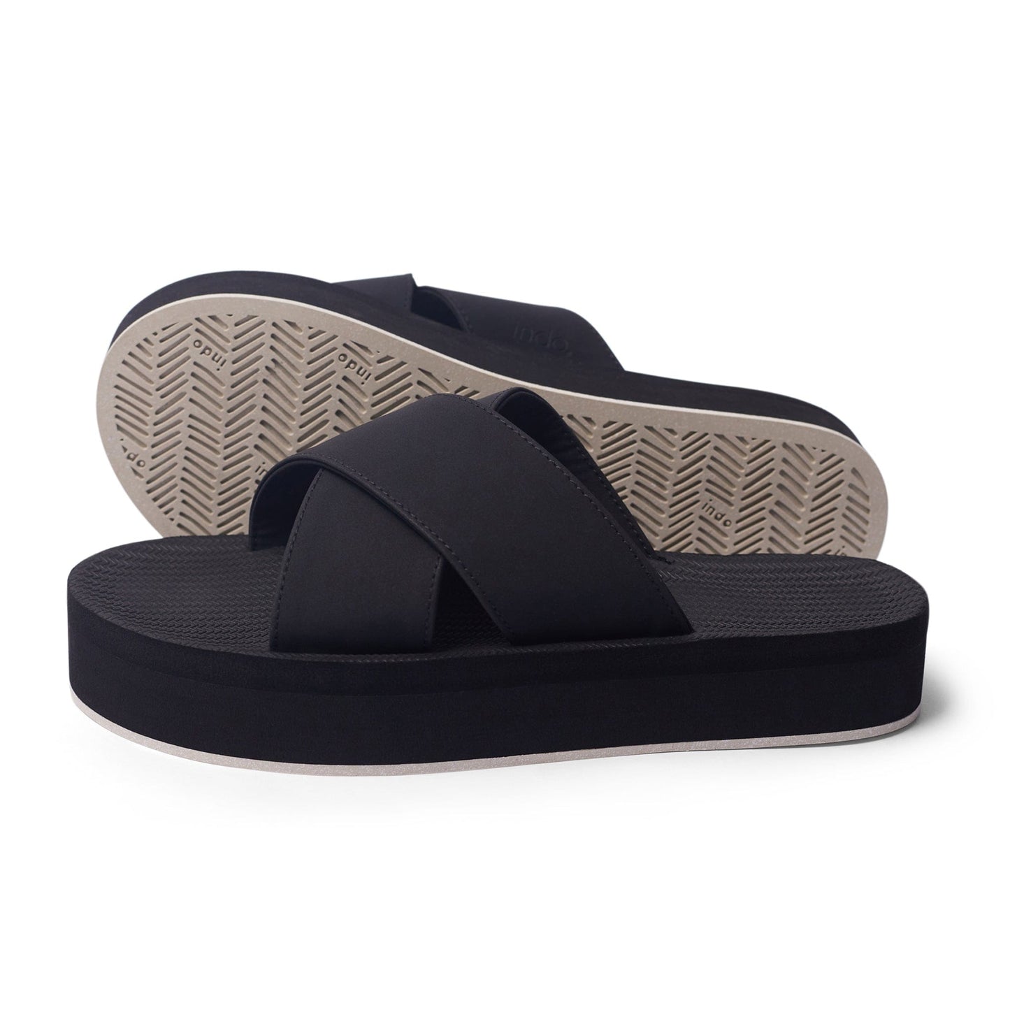 Women's Cross Platform Sneaker Sole - Sea Salt Sole/Black by Indosole