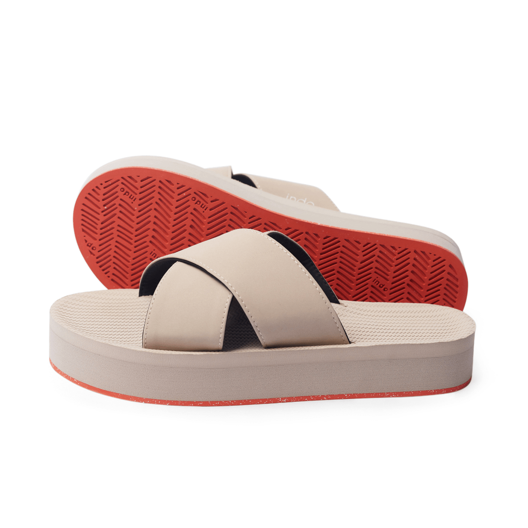 Women's Cross Platform Sneaker Sole - Orange Sole/Sea Salt by Indosole