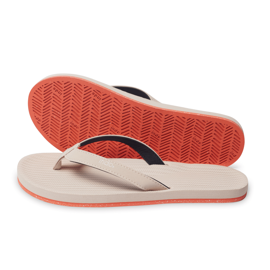 Women's Flip Flops Sneaker Sole - Sea Salt/Orange Sole by Indosole