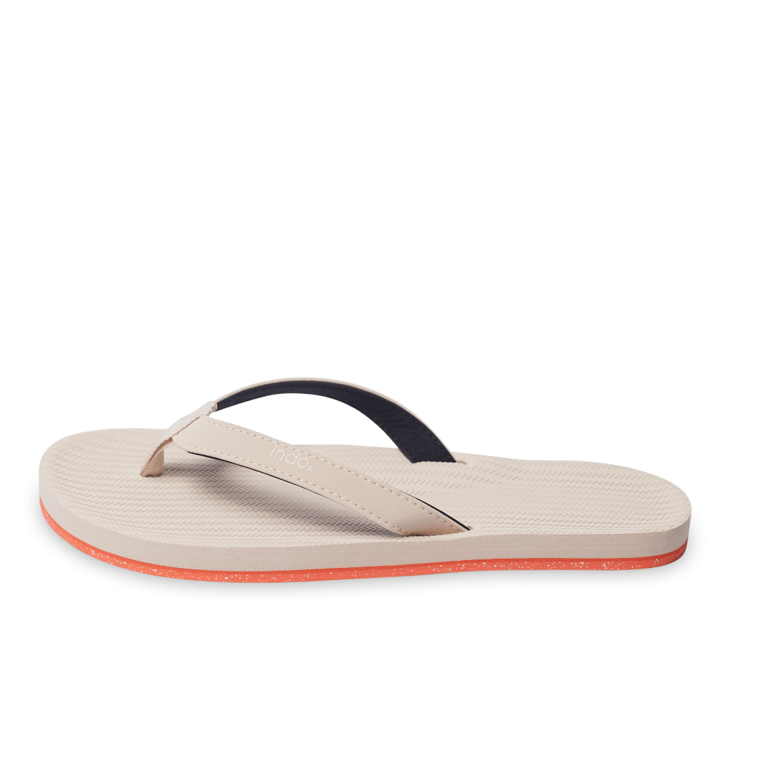 Women's Flip Flops Sneaker Sole - Sea Salt/Orange Sole by Indosole