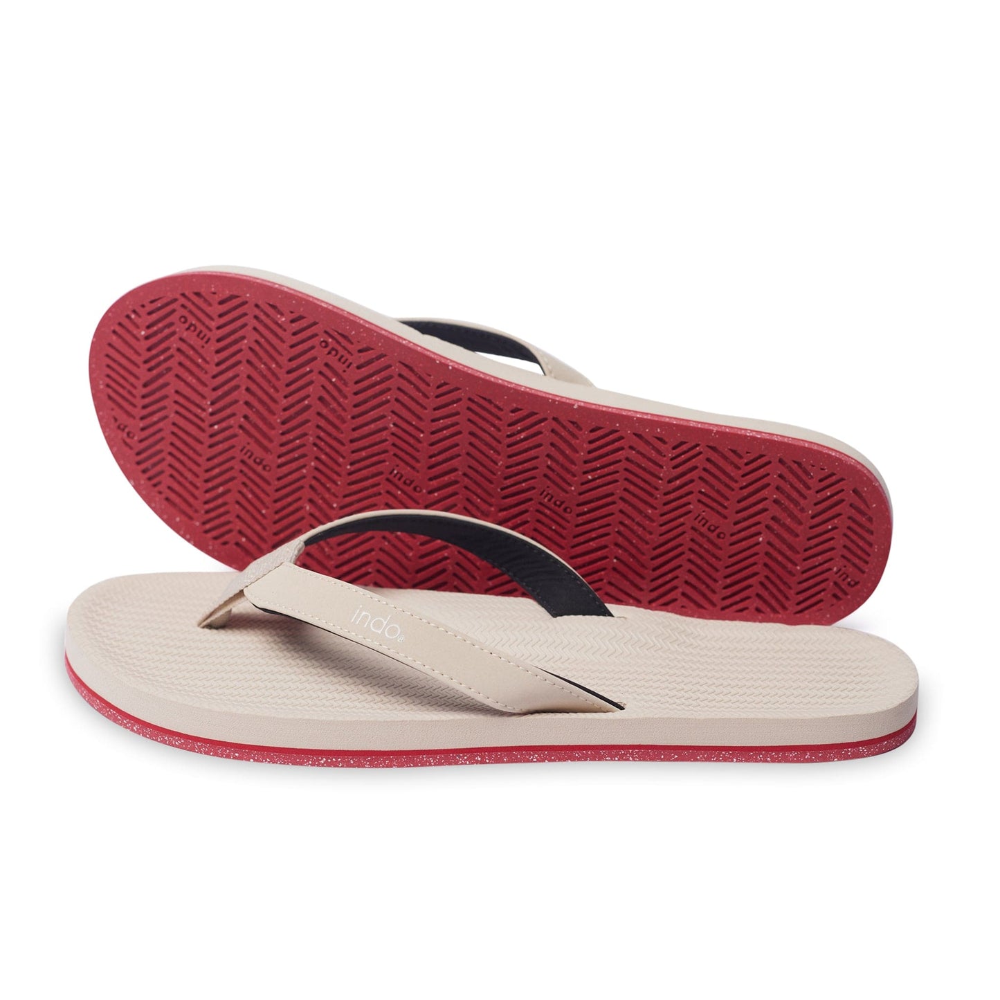 Women’s Flip Flops Sneaker Sole - Sea Salt/Red Sole by Indosole