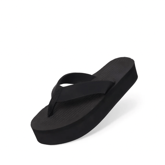 Women's Flip Flop Platform - Black by Indosole