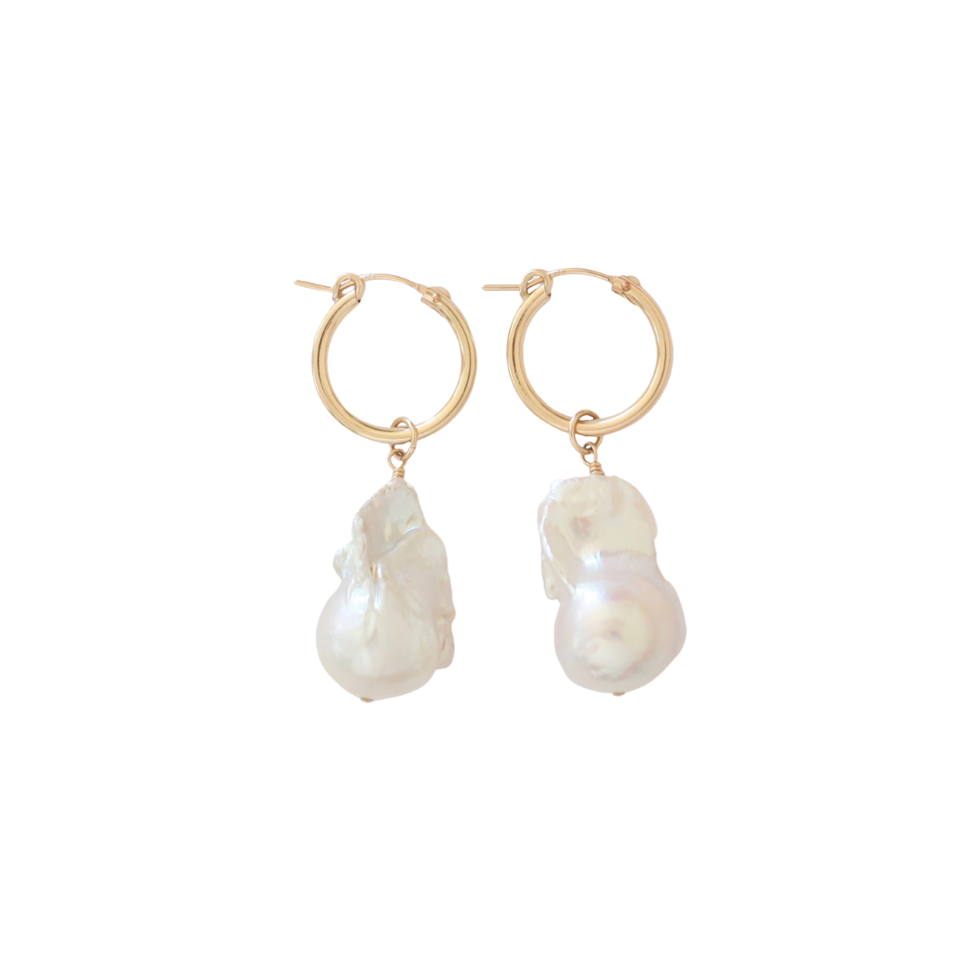 Baroque Pearl Hoop Earrings by Urth and Sea