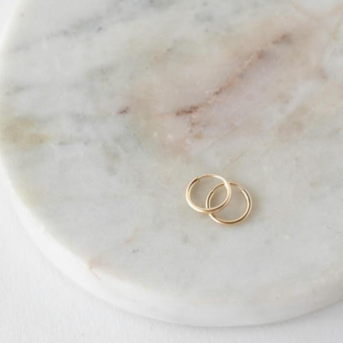 14k Huggie Hoops by Eight Five One Jewelry